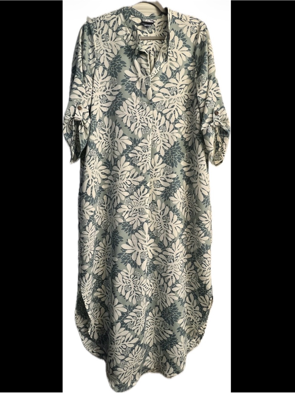 Manuhealii Naupaka Quilt print Tunic Dress in Sky Blue